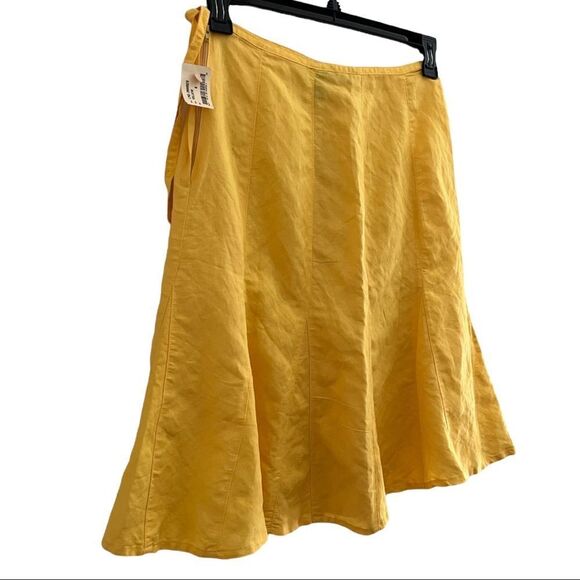 Sherry Taylor Sz S Yellow ☀️ Pleated Linen Look Skirt NWT 🏷 - Picture 3 of 11